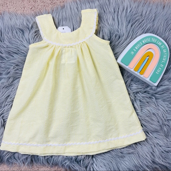 LIL CACTUS seersucker dress | yellow - white | - Picture 7 of 8